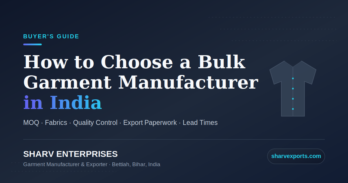 How to Choose a Bulk Garment Manufacturer in India